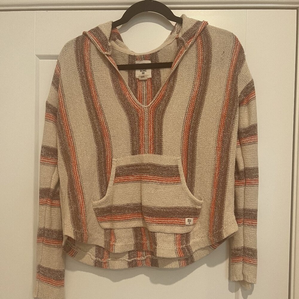 Hippie Bilabong Surfer Style Hoodie Orange brown stripes